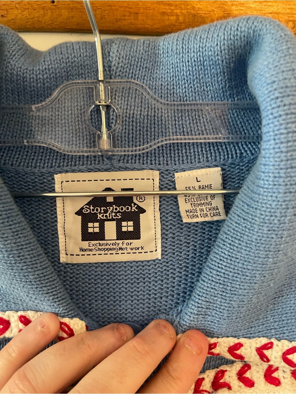 Vintage Storybook Knits Baseball US Flag  Sweater, Size Large - Picture 5 of 8